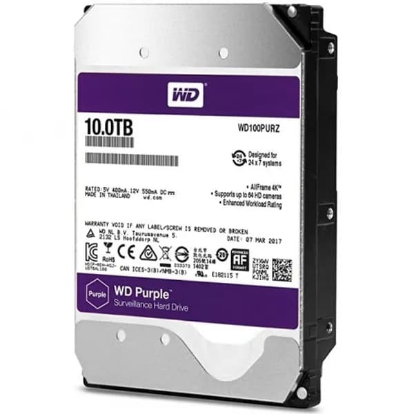 Western Digital WD100PURZ 10TB PURPLE Surveillance Hard Drive