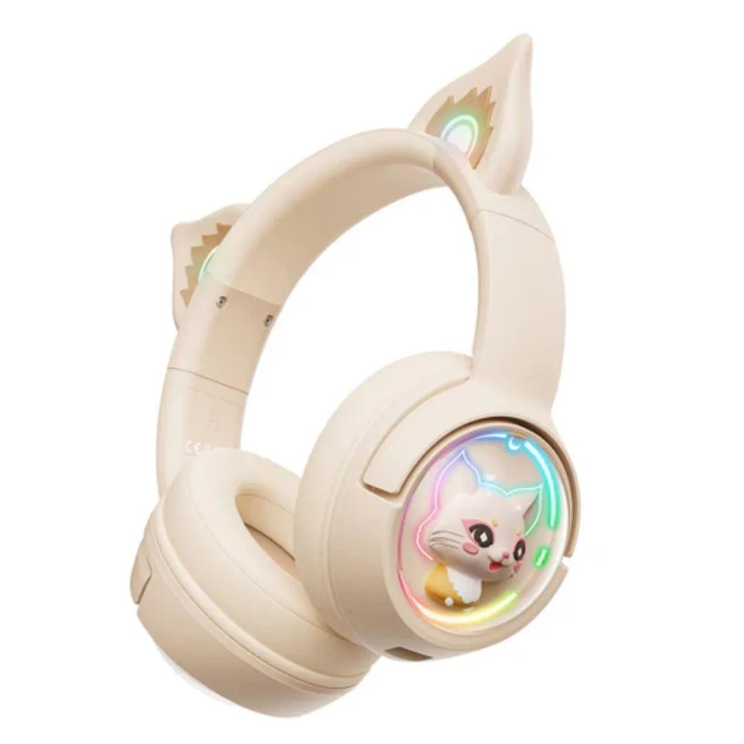 Onikuma B5 RGB Tri-Mode Bluetooth Wireless Off-White Gaming Headphone