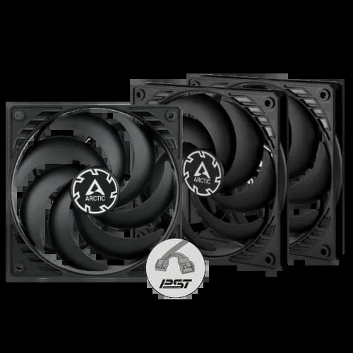 Arctic P12 Slim PWM PST 120mm Low Profile 3 Pack Black Casing Cooling Fan Arctic P12 Slim PWM PST 120mm Low Profile 3 Pack Black Casing Cooling Fan